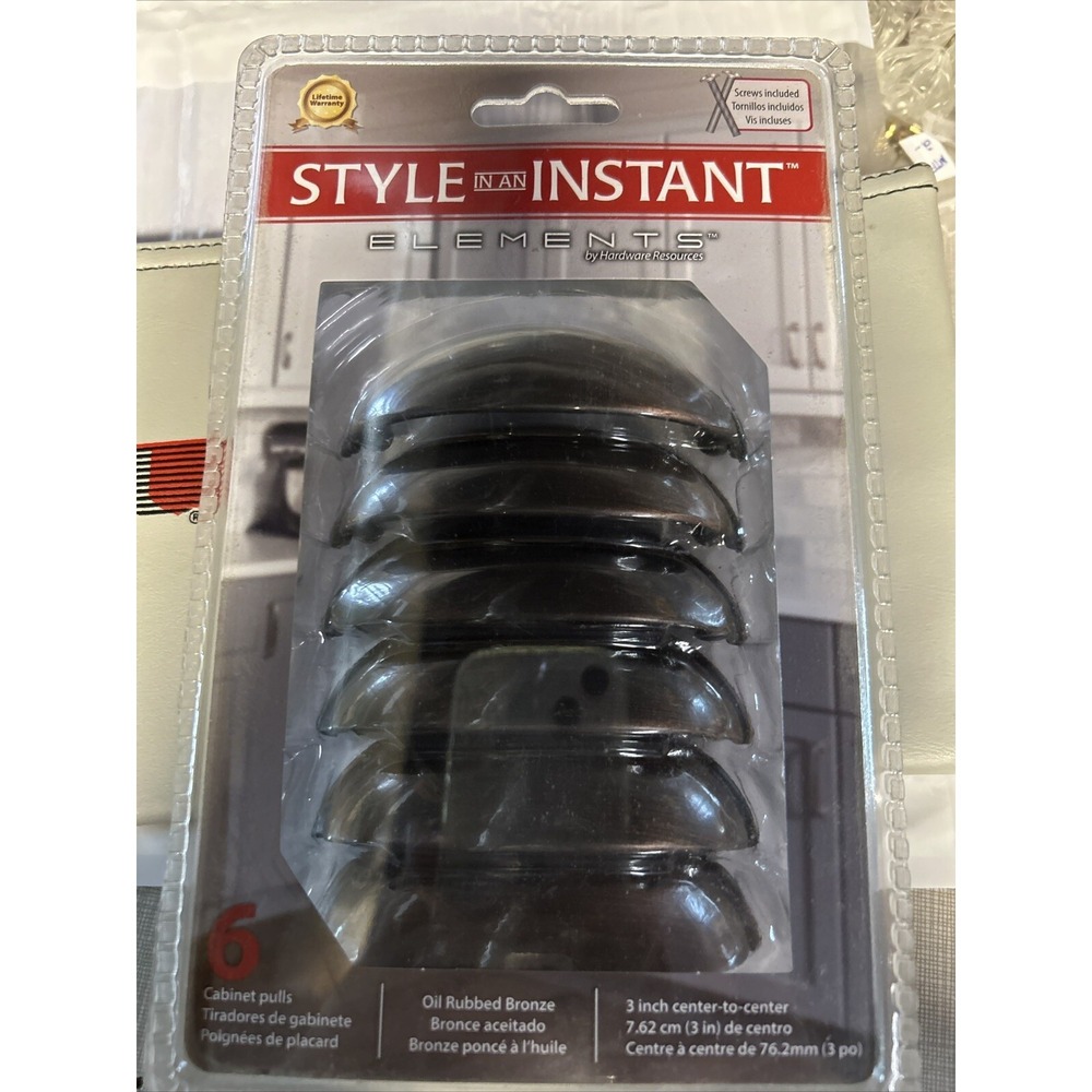 LOT (6) Elements 2981 3" C-C Cup Cabinet Antique Pull Brushed Oil Rubbed Bronze